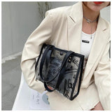 Women's Transparent Graffiti Shoulder Messenger Bag Large Capacity Tote