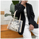 Women's Transparent Graffiti Shoulder Messenger Bag Large Capacity Tote