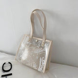 Women's Transparent Graffiti Shoulder Messenger Bag Large Capacity Tote