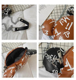 Graffiti Cartoon Bear Chain Shoulder Bag for Women Ladies Purses