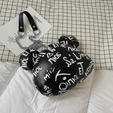 Graffiti Cartoon Bear Chain Shoulder Bag for Women Ladies Purses