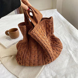 Women's Knitting Tote Bag Large Capacity Soft Handbag Shoulder Bag