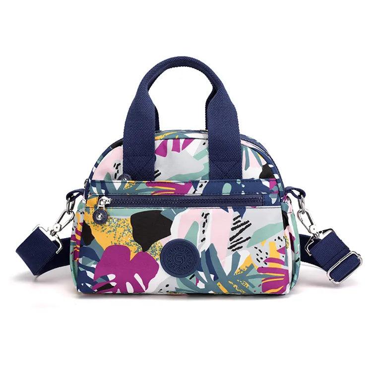 Small Women's Crossbody Bag Nylon Flower Print Shoulder Messenger Handbags