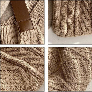 Vintage Knit Women Open Shopper Top-handle Bag