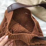 Vintage Knit Women Open Shopper Top-handle Bag