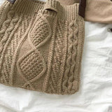Vintage Knit Women Open Shopper Top-handle Bag