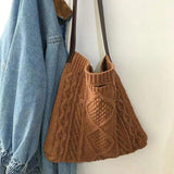 Vintage Knit Women Open Shopper Top-handle Bag