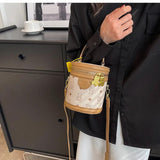 ASHINE Cylinder Bucket Bag Leather Shoulder Crossbody Bag