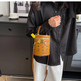 ASHINE Cylinder Bucket Bag Leather Shoulder Crossbody Bag