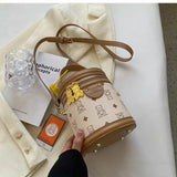 ASHINE Cylinder Bucket Bag Leather Shoulder Crossbody Bag