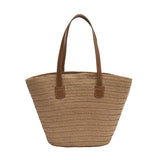 Large Capacity Straw Beach Bag Summer Handbag Purse Travel Shopper Shoulder Bag