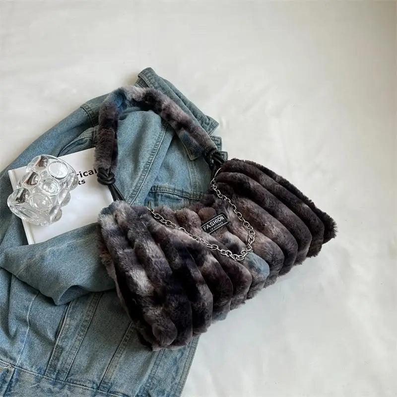 Plush Messenger Bag Autumn/Winter Style Single Shoulder Bucket Bag