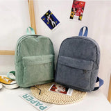 Corduroy School Bag Soft Shoulder Backpack for Toddlers, Daily Casual Lunch