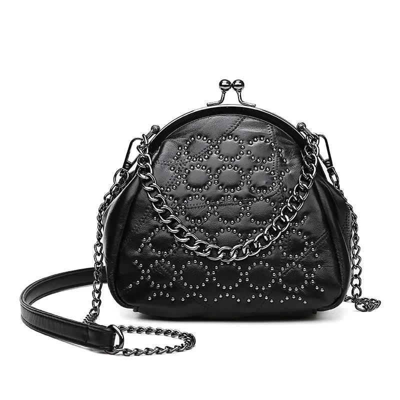 Rivet PU Leather Crossbody Bag with Chain Strap