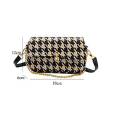 Houndstooth Flap Shoulder Messenger Purses Chains Vintage Handbags