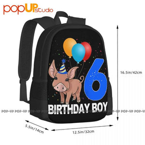 Birthday Boy 6 Pig Clothing Crazy Pig Love Backpack Large Capacity Print Foldabl