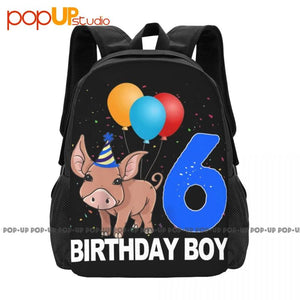 Birthday Boy 6 Pig Clothing Crazy Pig Love Backpack Large Capacity Print Foldabl