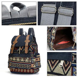 Vintage Ethnic Backpack Wearproof Teenager Girls Boys Canvas Bag Travel Bags