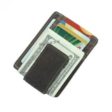 Men Retro Leather Money Clip RFID Slim Credit Card Holder