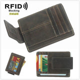 Men Retro Leather Money Clip RFID Slim Credit Card Holder