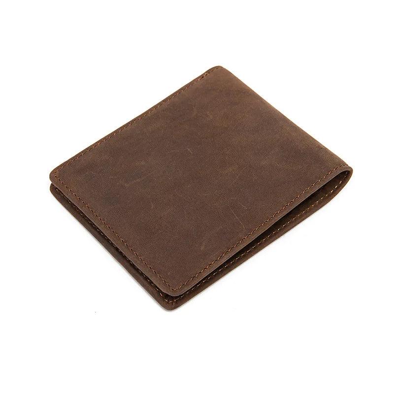 Retro Cow Leather Men's Short Wallet 2 Fold