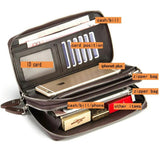 Mens Long Wallet Double Zipper Purses Durable Phone Cash Holder WBL49