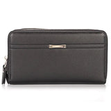 Mens Long Wallet Double Zipper Purses Durable Phone Cash Holder WBL49