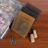 RFID Crazy Horse Men Leather Wallet Short Laser Customization