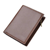 Men's Short Wallet Triple Fold Zipper PU Wallet Multi-Card Slot
