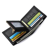 Men's Short Wallet Triple Fold Zipper PU Wallet Multi-Card Slot