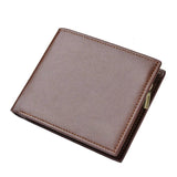 Men's Short Wallet Triple Fold Zipper PU Wallet Multi-Card Slot