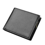 Men's Short Wallet Triple Fold Zipper PU Wallet Multi-Card Slot