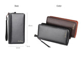 Men Clutch Wallet Large Capacity Double Zipper Phone Pouch Leather Wallet