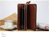 Men Clutch Wallet Large Capacity Double Zipper Phone Pouch Leather Wallet