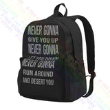 Rick Astley Never Gonna Lyrics Music Song Large Capacity Backpack