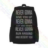 Rick Astley Never Gonna Lyrics Music Song Large Capacity Backpack