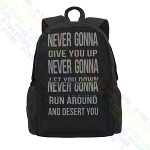 Rick Astley Never Gonna Lyrics Music Song Large Capacity Backpack