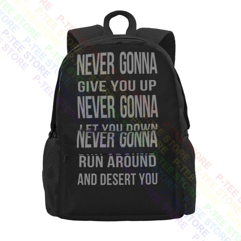 Rick Astley Never Gonna Lyrics Music Song Large Capacity Backpack