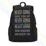 Rick Astley Never Gonna Lyrics Music Song Large Capacity Backpack
