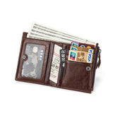 Men's Leather Short Two-fold Zipper Wallet