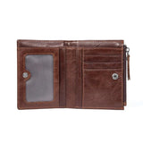 Men's Leather Short Two-fold Zipper Wallet