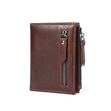 Men's Leather Short Two-fold Zipper Wallet