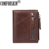 Men's Leather Short Two-fold Zipper Wallet