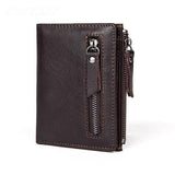 Men's Leather Short Two-fold Zipper Wallet