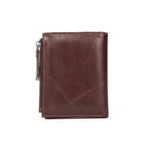 Men's Leather Short Two-fold Zipper Wallet