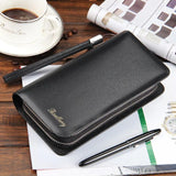Men Clutch Wallets Large Capacity Double Zipper Phone Pouch