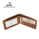 Leather Bifold Travel Slim Wallet for Men with RFID Blocking