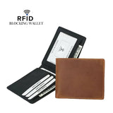 Leather Bifold Travel Slim Wallet for Men with RFID Blocking