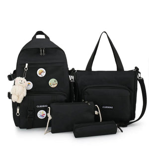 Canvas Student School Bag Multi-pocket Laptop Backpack