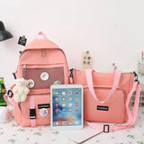 Canvas Student School Bag Multi-pocket Laptop Backpack